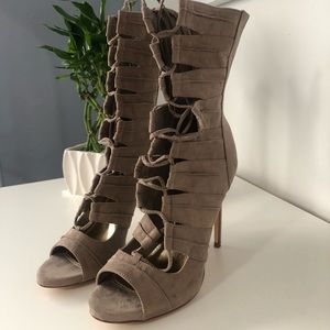 Lace up bootie heels